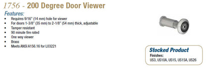 1756 200 Degree Door Viewer - Doors and Specialties Co.