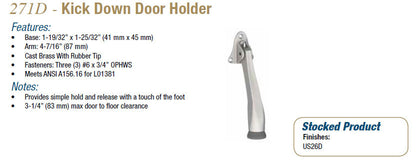 271D Kick Down Door Holder - Doors and Specialties Co.