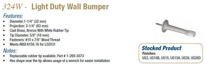 324W Light Duty Wall Bumper - Doors and Specialties Co.