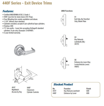 440F Series - Exit Device Trims - Doors and Specialties Co.