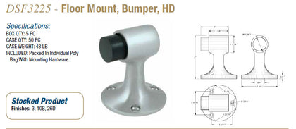 DSF3225 Floor Mount, Bumper, HD - Doors and Specialties Co.