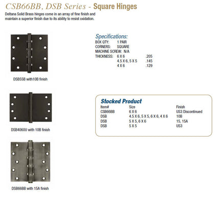 CSB66BB, DSB Square Hinges - Doors and Specialties Co.