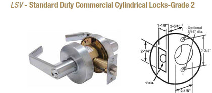 LSV Standard Duty Commercial Cylindrical Locks Grade 2 - Doors and Specialties Co.