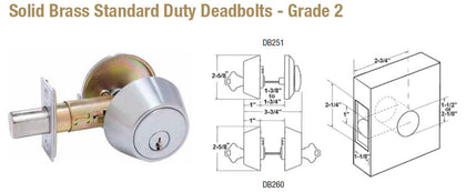 Solid Brass Standard Duty Deadbolts Grade 2 - Doors and Specialties Co.