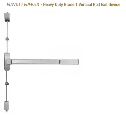 EDV701/EDFV701/EDFV701xLBR Heavy Duty Grade 1 Vertical Rod Exit Device - Doors and Specialties Co.