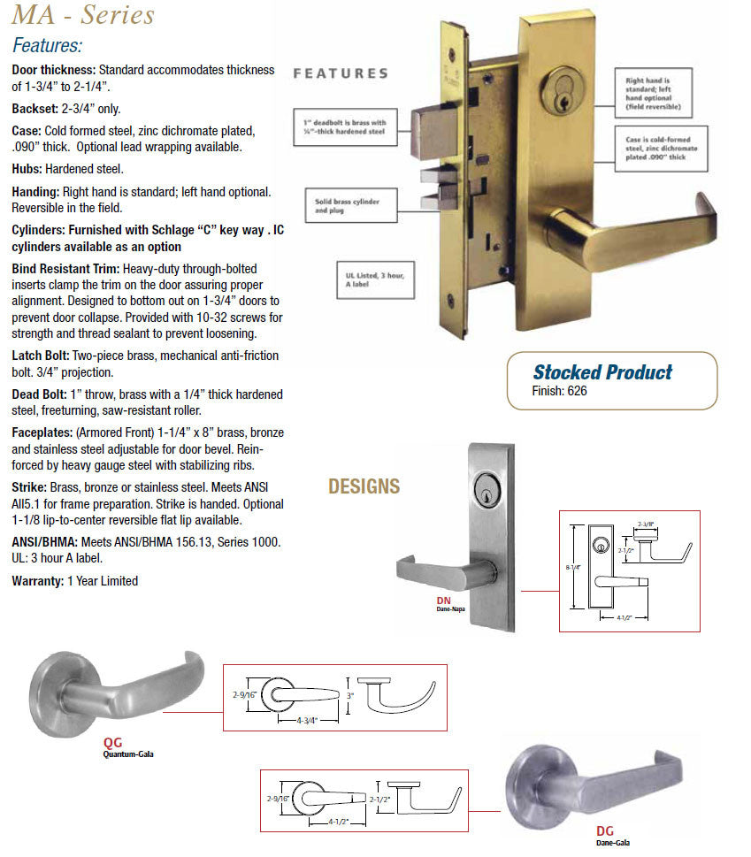 FALCON MA SERIES Doors and Specialties Co.