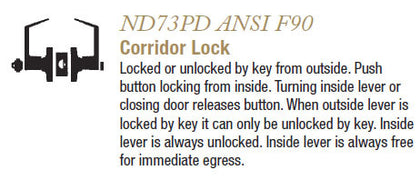 ND73PD Corridor Lock - Doors and Specialties Co.