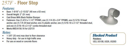 257F Floor Stop - Doors and Specialties Co.