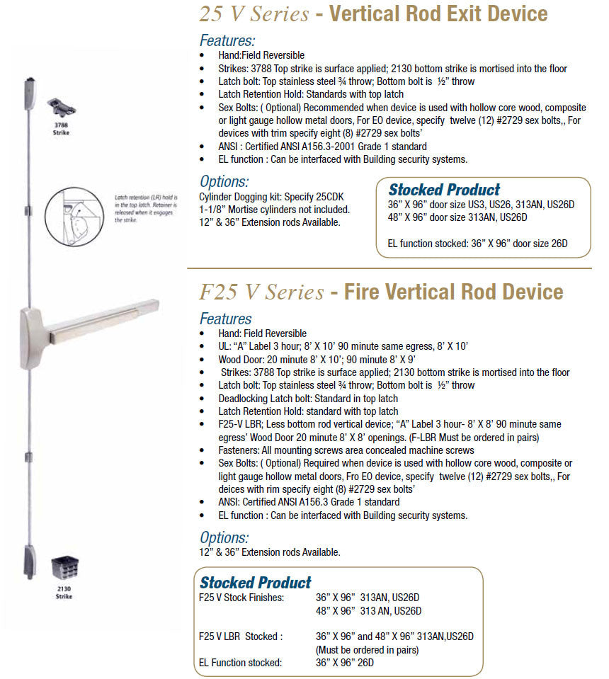 Falcon 25V Series Fire/Vertical Rod Exit Device – Doors and