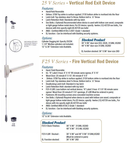 25V Series Fire/Vertical Rod Exit Device - Doors and Specialties Co.