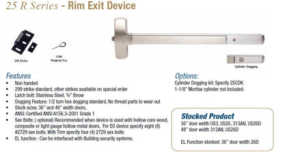 25R Series Rim/Fire Rim Exit Device - Doors and Specialties Co.