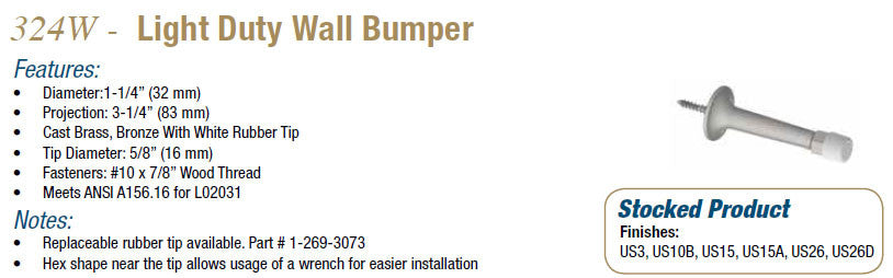 324W Light Duty Wall Bumper