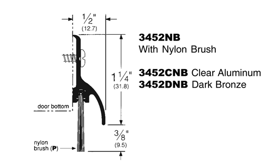 Pemko Surface Sweep-3452 NB | No-Back Door Bottom Seal | 36