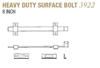 Heavy Duty Surface Bolt 3922 - Doors and Specialties Co.