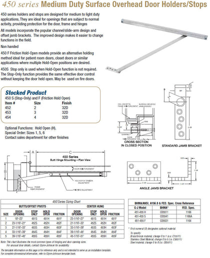450 Series Medium Duty Surface Overhead Door Holders/Stops - Doors and Specialties Co.