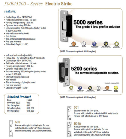 5000 Series Electric Strike - Doors and Specialties Co.