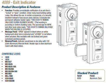 4089 Exit Indicator - Doors and Specialties Co.