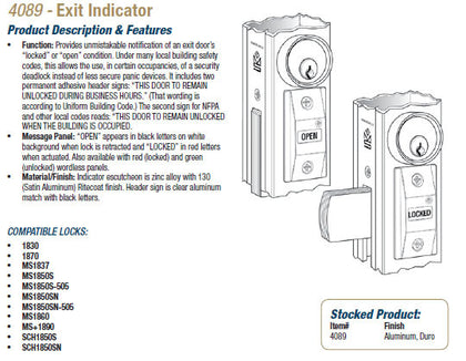 Adams Rite 4089 Adams Rite – Doors and Specialties Co.
