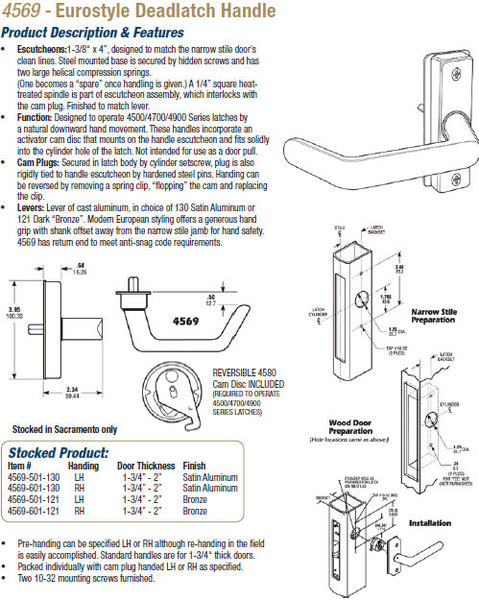 Adams Rite 4569 Eurostyle Deadlatch Handle – Doors and Specialties Co.