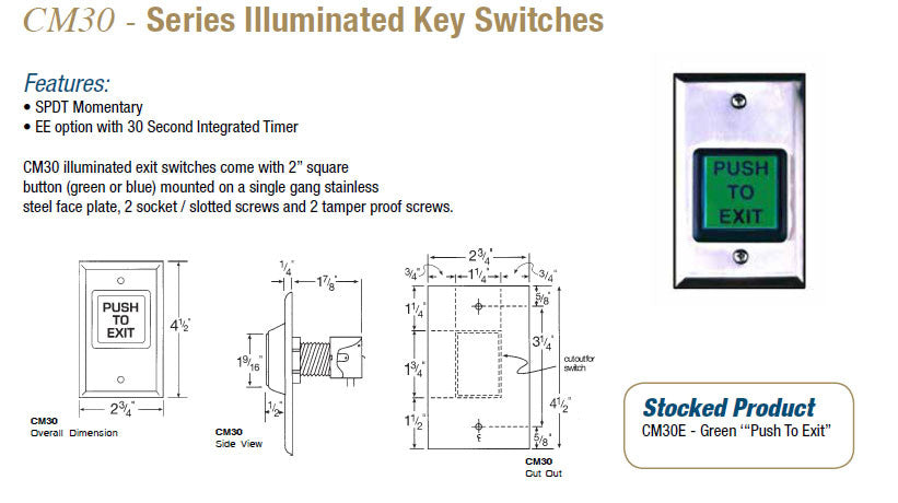 CM30E Series Illuminated Key Switches