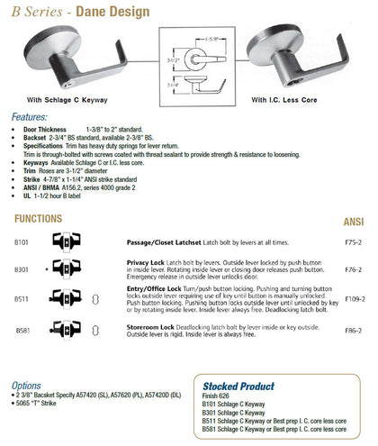 B SERIES DANE DESIGN - Doors and Specialties Co.