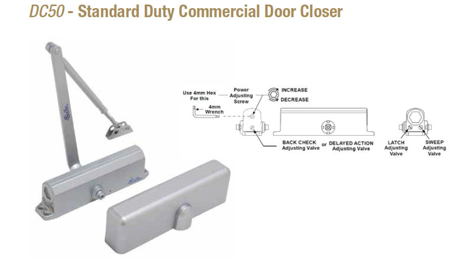 DC50 Standard Duty Commercial Door Closer