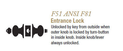 F51 Entrance Lock (Accent) - Doors and Specialties Co.