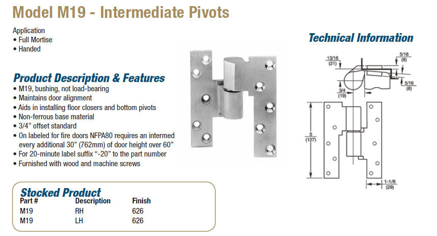 RIXSON M19 Intermediate Pivots – Doors and Specialties Co.