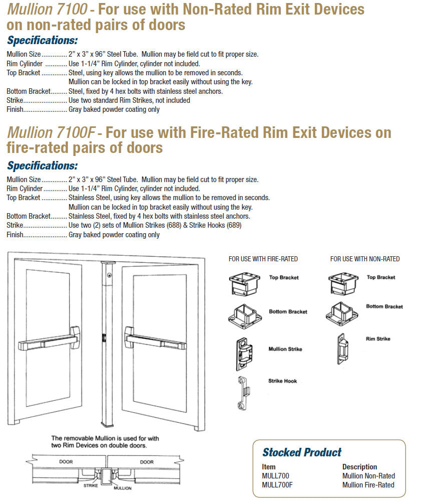Mullion 7100 non rated & Mullion 7100F fire rated