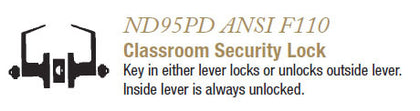 ND95PD Classroom Security Lock - Doors and Specialties Co.