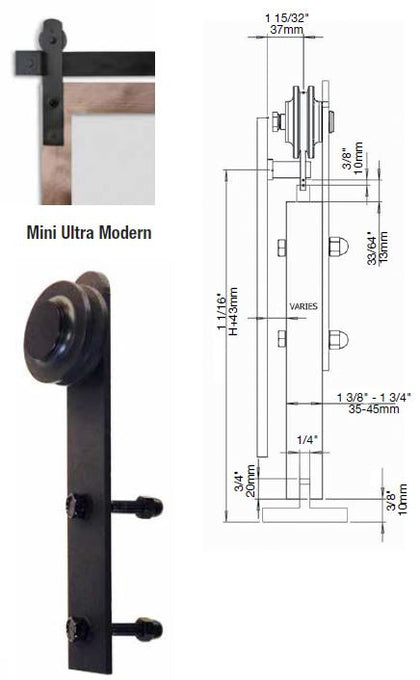American Rustic Sliding Barn Door Hardware- Mini Ultra Modern - Doors and Specialties Co.